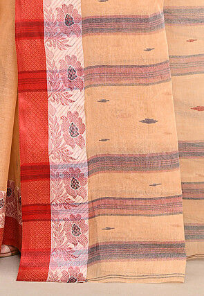 Bengal Handloom Pure Cotton Tant Saree in Beige