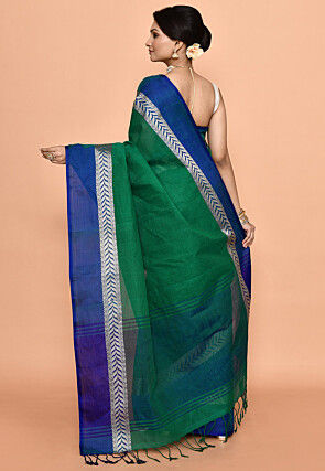 Bengal Handloom Pure Cotton Tant Saree in Green
