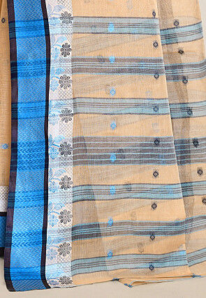 Bengal Handloom Pure Cotton Tant Saree in Light Beige