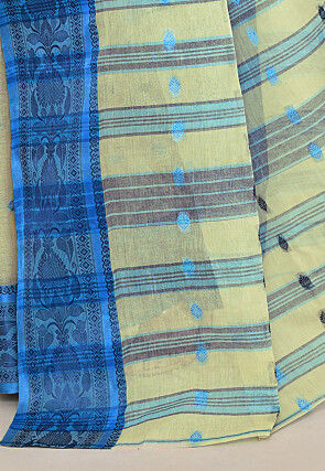 Bengal Handloom Pure Cotton Tant Saree in Light Green