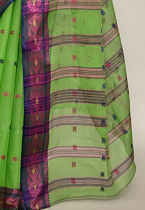 Bengal Handloom Pure Cotton Tant Saree in Light Green