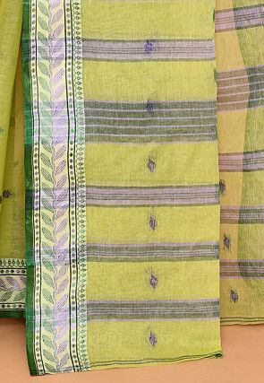Bengal Handloom Pure Cotton Tant Saree in Light Green
