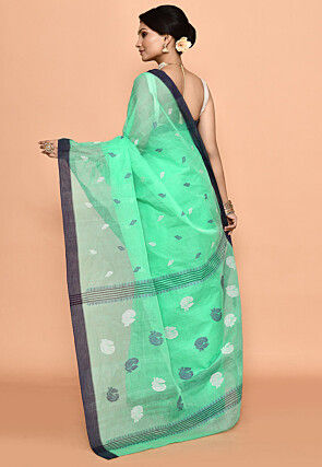 Bengal Handloom Pure Cotton Tant Saree in Sea Green