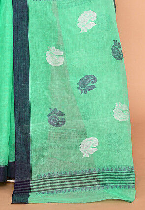 Bengal Handloom Pure Cotton Tant Saree in Sea Green
