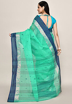 Bengal Handloom Pure Cotton Tant Saree in Sea Green