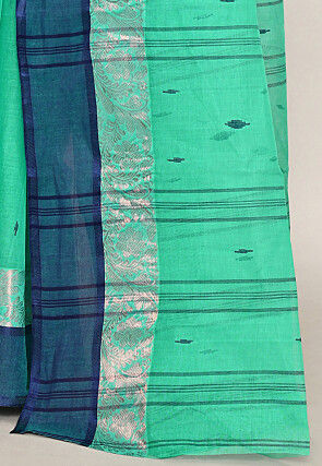 Bengal Handloom Pure Cotton Tant Saree in Sea Green