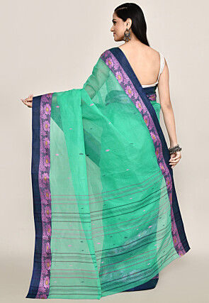 Bengal Handloom Pure Cotton Tant Saree in Sea Green