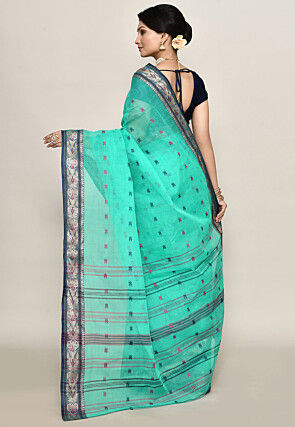Bengal Handloom Pure Cotton Tant Saree in Sea Green