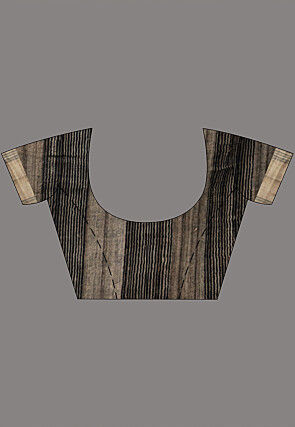 Bengal Handloom Pure Linen Saree in Black and Beige