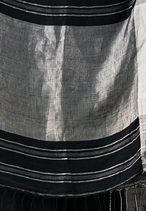 Bengal Handloom Pure Linen Saree in Black
