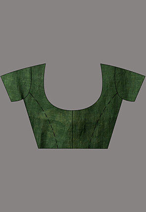 Bengal Handloom Pure Linen Saree in Olive Green