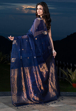 Bengal Handloom Pure Silk Saree in Dark Blue
