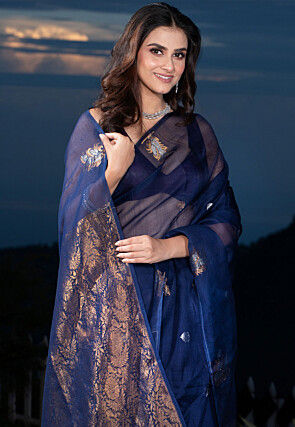 Bengal Handloom Pure Silk Saree in Dark Blue