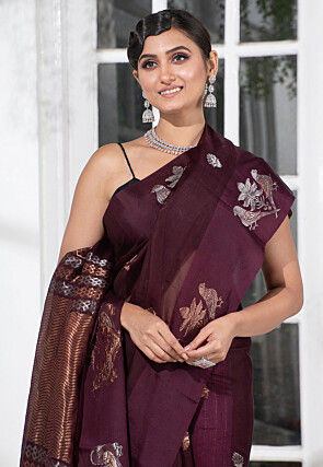 Bengal Handloom Pure Silk Saree in Dark Purple