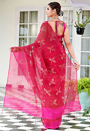 Bengal Handloom Pure Silk Saree in Fuchsia