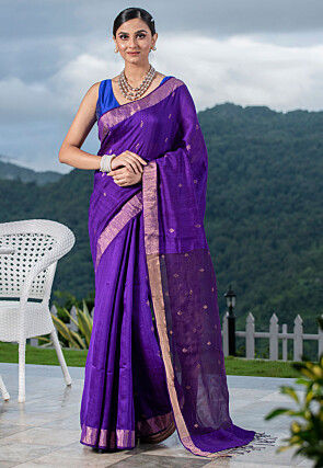Bengal Handloom Pure Silk Saree in Purple