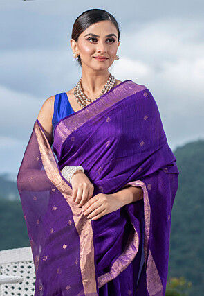Bengal Handloom Pure Silk Saree in Purple