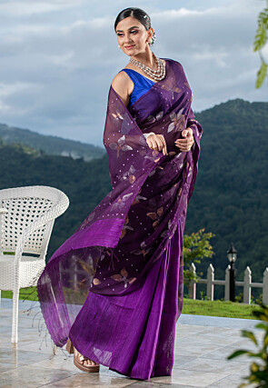 Bengal Handloom Pure Silk Saree in Purple