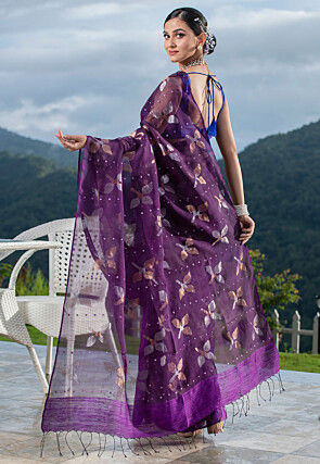 Bengal Handloom Pure Silk Saree in Purple