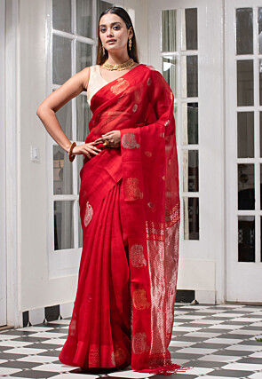 Bengal Handloom Pure Silk Saree in Red