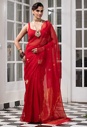 Bengal Handloom Pure Silk Saree in Red