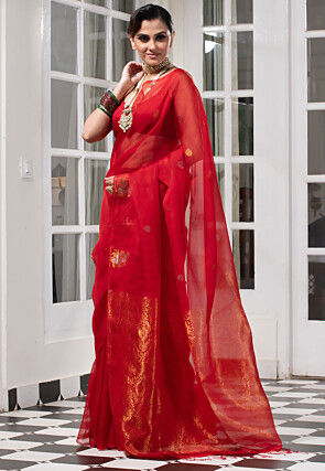 Bengal Handloom Pure Silk Saree in Red