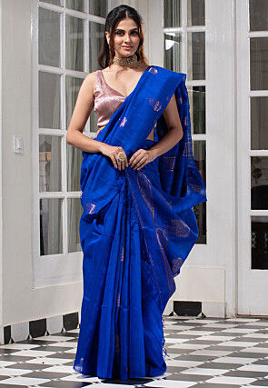 Bengal Handloom Pure Silk Saree in Royal Blue