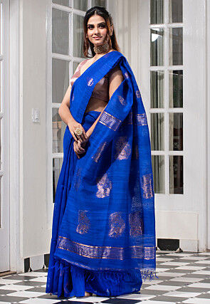Bengal Handloom Pure Silk Saree in Royal Blue