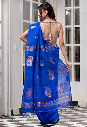 Bengal Handloom Pure Silk Saree in Royal Blue
