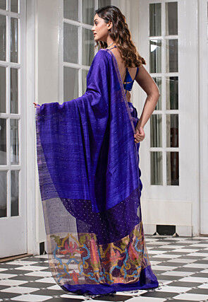 Bengal Handloom Pure Silk Saree in Royal Blue