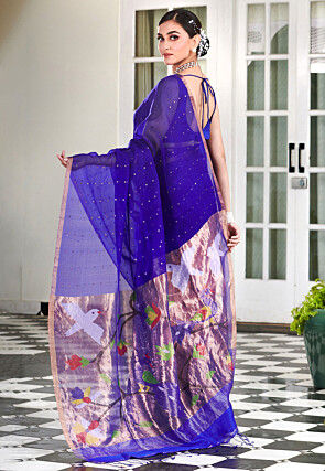 Bengal Handloom Pure Silk Saree in Royal Blue