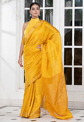 Bengal Handloom Pure Silk Saree in Yellow