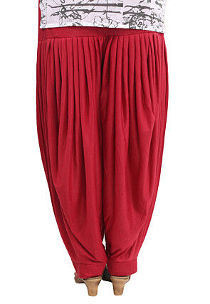 Poly Viscose Patiala In Red 