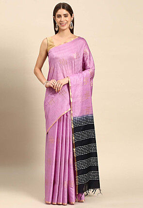 Bhagalpuri Silk Saree in Light Purple