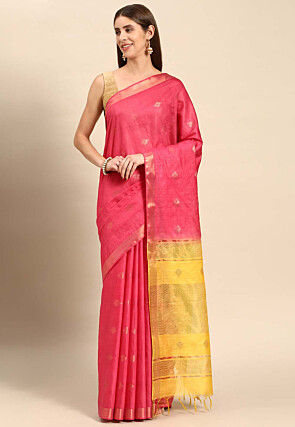 Bhagalpuri Silk Saree in Pink