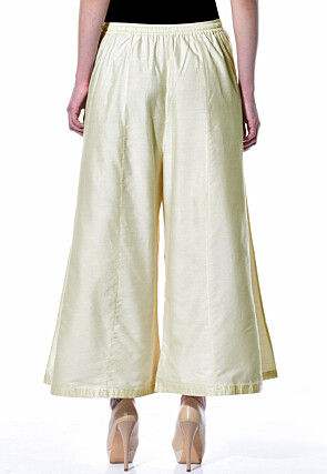 Plain Cotton Silk Palazzo in Off White