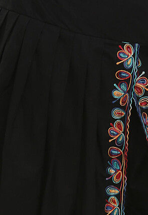 Aari Embroidered Cotton Dhoti Pant in Black