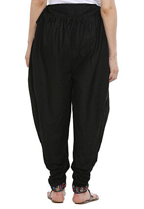 Aari Embroidered Cotton Dhoti Pant in Black
