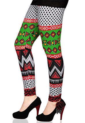 Printed Cotton Lycra Legging in Multicolor