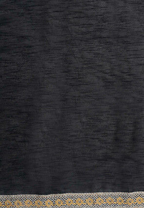 Block Printed Art Silk Saree in White