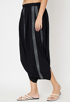 Black - Bagru Block Print Natural Dyed Cotton Harem Pant 14