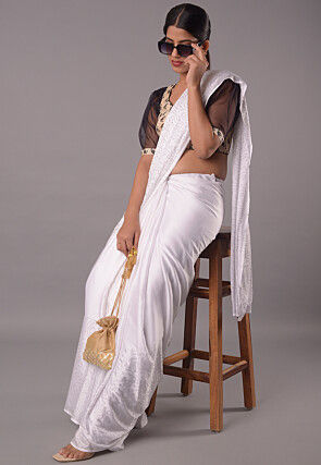 Block Printed Chanderi Cotton Blouse in Beige And Black