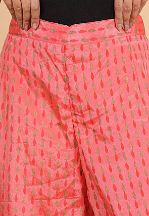 Block Printed Chinon Crepe Palazzo in Peach