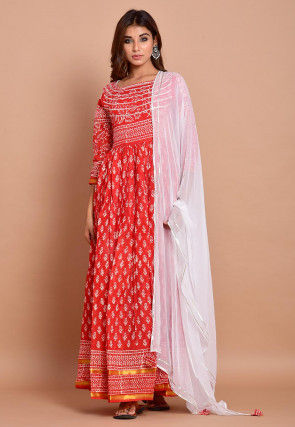 Red cotton salwar suit on sale