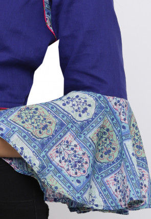 Block Printed Cotton Blouse in Blue