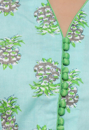 Block Printed Cotton Blouse in Sea Green
