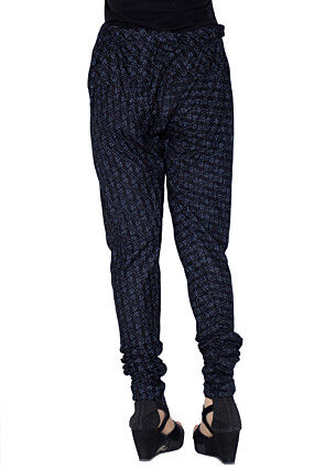 Block Printed Cotton Churidar in Black