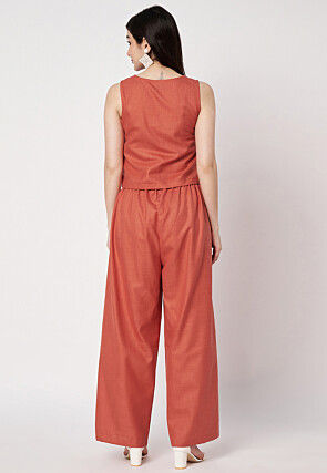 Block Printed Cotton Co Ord Set in Orange