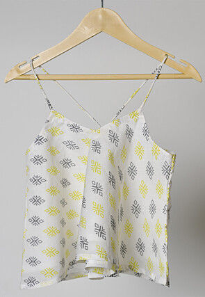 Block Printed Cotton Co Ord Set in White