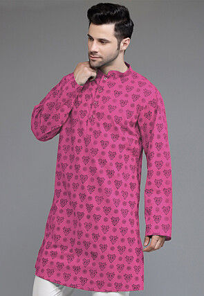 Block Printed Cotton Kurta in Purple